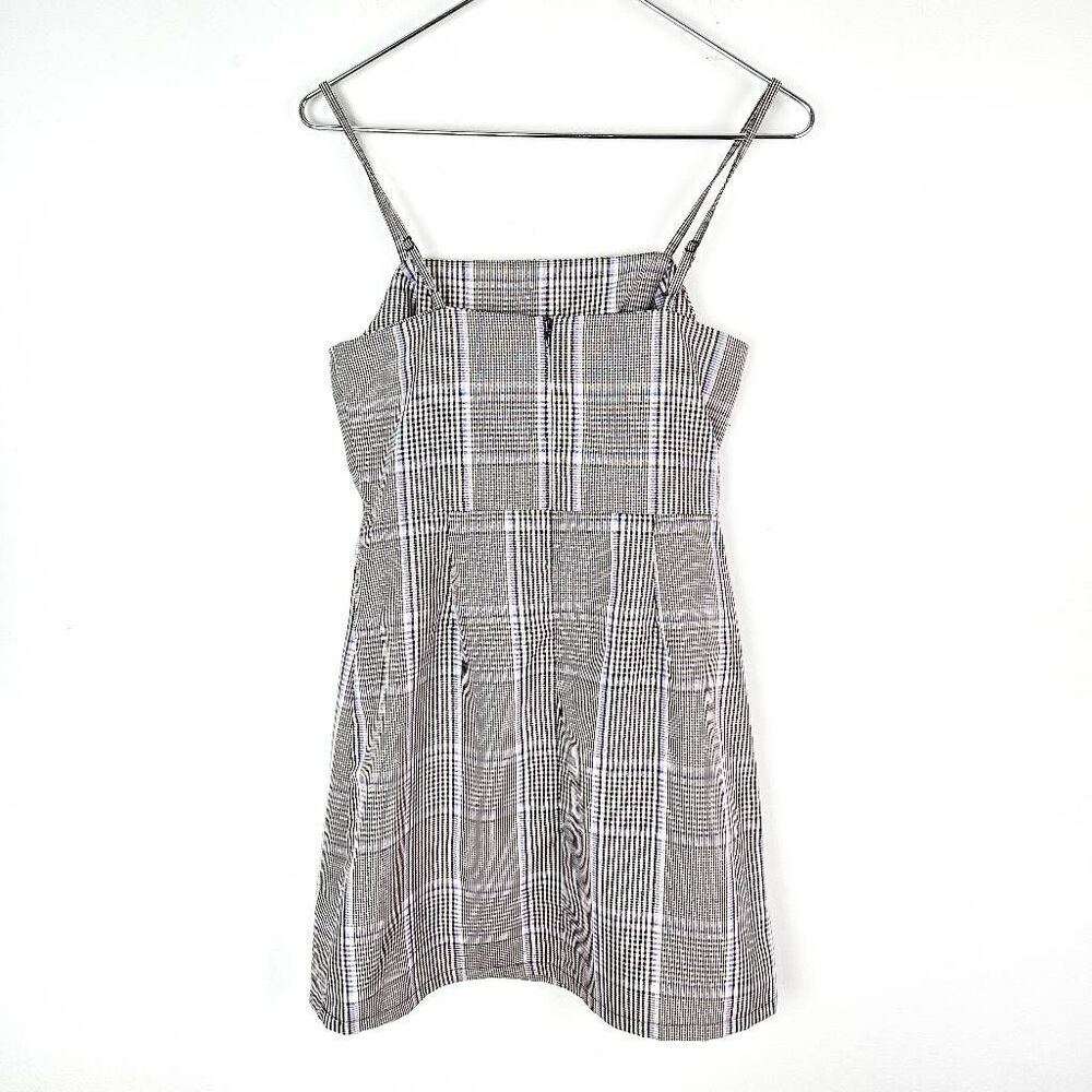 PRIMARK Gray Blue Plaid Tartan Buckled 90's Inspired Retro Mini Dress Size: 10 - Picture 5 of 9